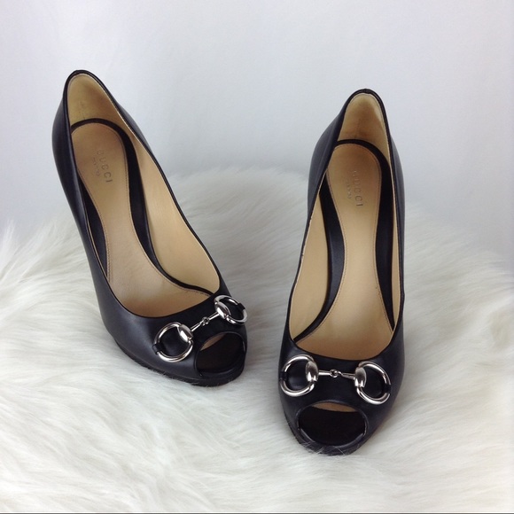 gucci horsebit peep toe pumps